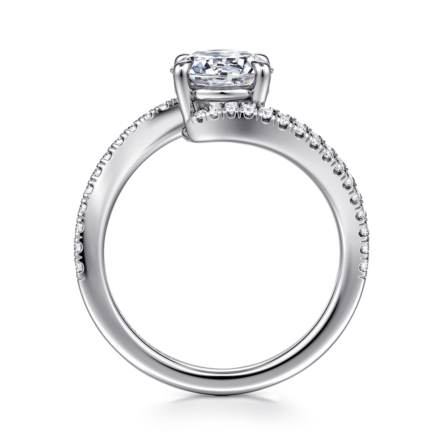 Aiva - 14K White Gold Bypass Round Diamond Engagement Ring - 0.22 ct - Shot 2