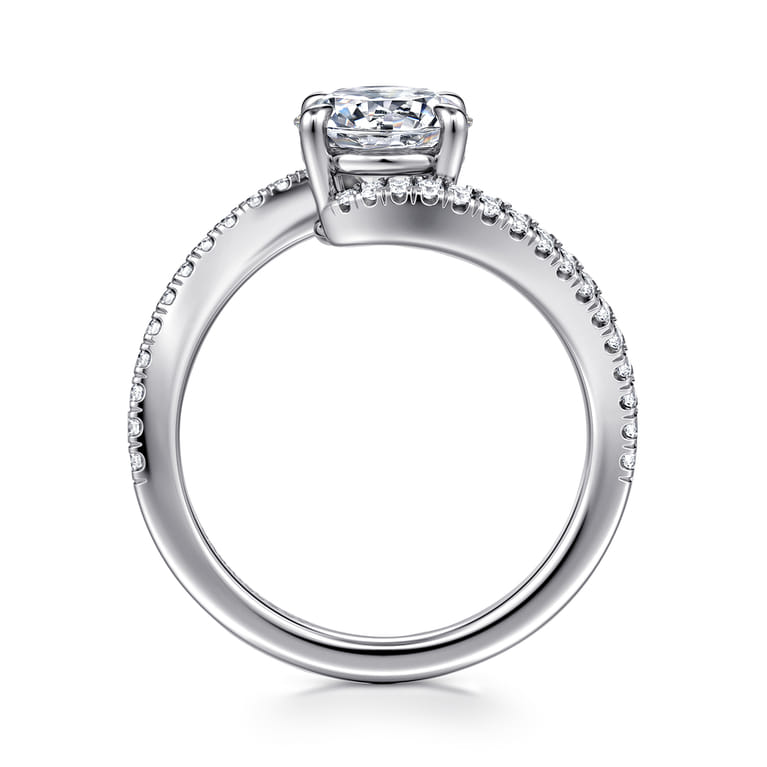 Aiva - 14K White Gold Bypass Round Diamond Engagement Ring - 0.22 ct - Shot 2