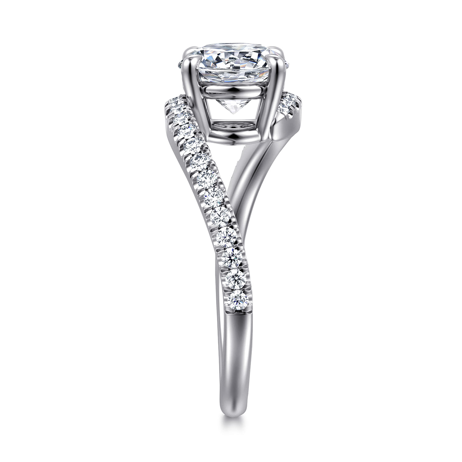 Aiva - 14K White Gold Bypass Round Diamond Engagement Ring - 0.22 ct - Shot 5