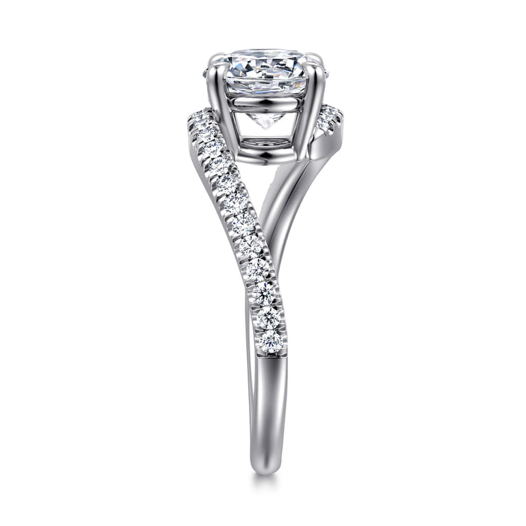 Aiva - 14K White Gold Bypass Round Diamond Engagement Ring - 0.22 ct - Shot 5