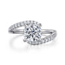 Leina - 14K White Gold Round Hidden Halo Diamond Engagement Ring - 0.3 ct