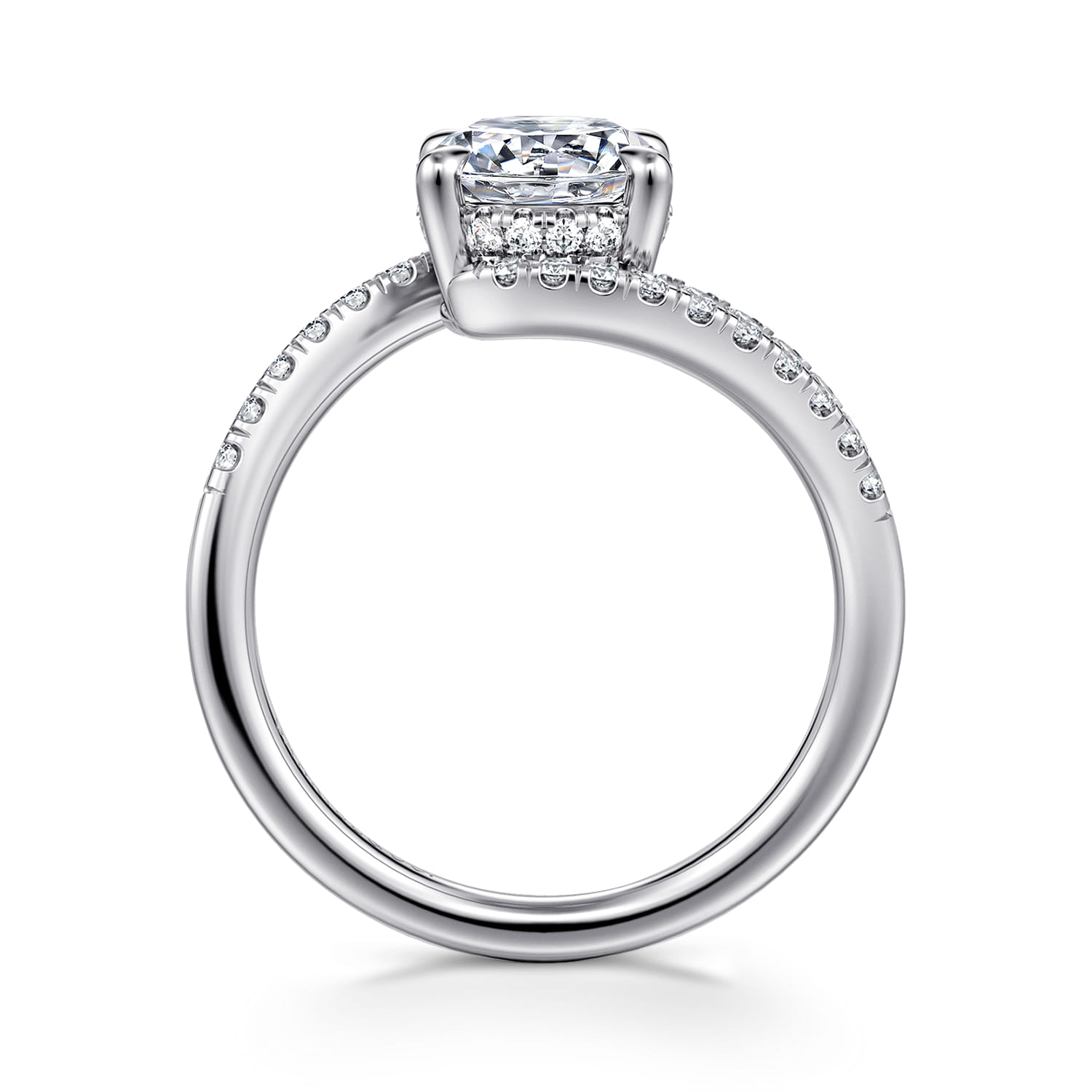 Leina - 14K White Gold Round Hidden Halo Diamond Engagement Ring - 0.3 ct - Shot 2