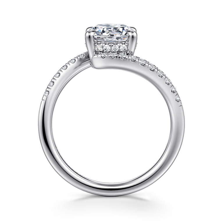 Leina - 14K White Gold Round Hidden Halo Diamond Engagement Ring - 0.3 ct - Shot 2