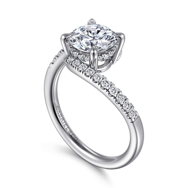 Leina - 14K White Gold Round Hidden Halo Diamond Engagement Ring - 0.3 ct - Shot 3