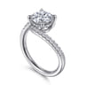 Leina - 14K White Gold Round Hidden Halo Diamond Engagement Ring - 0.3 ct