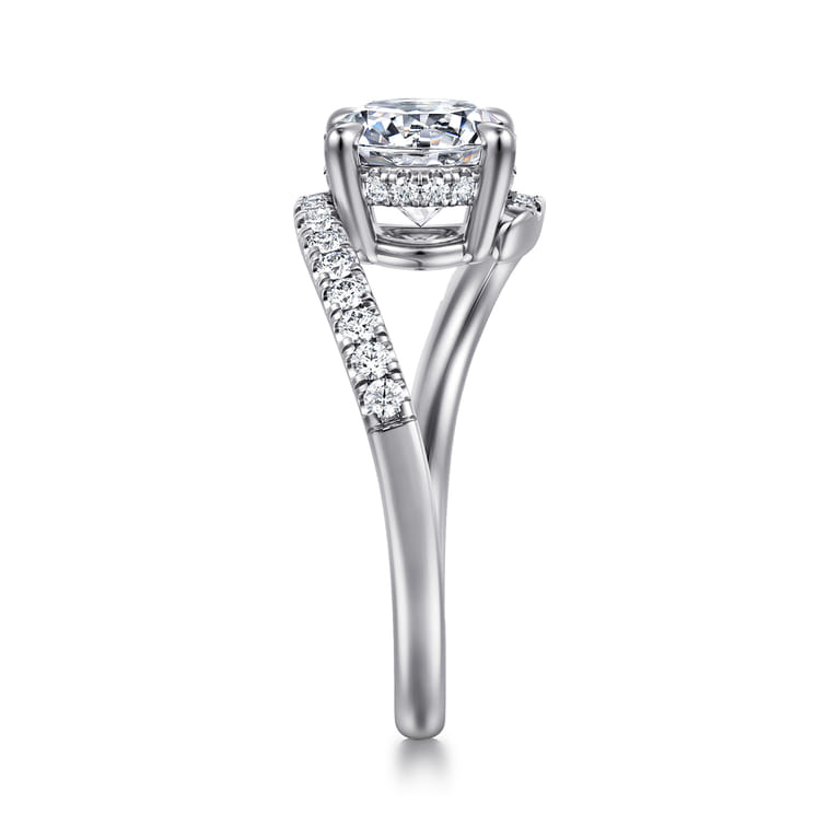Leina - 14K White Gold Round Hidden Halo Diamond Engagement Ring - 0.3 ct - Shot 4