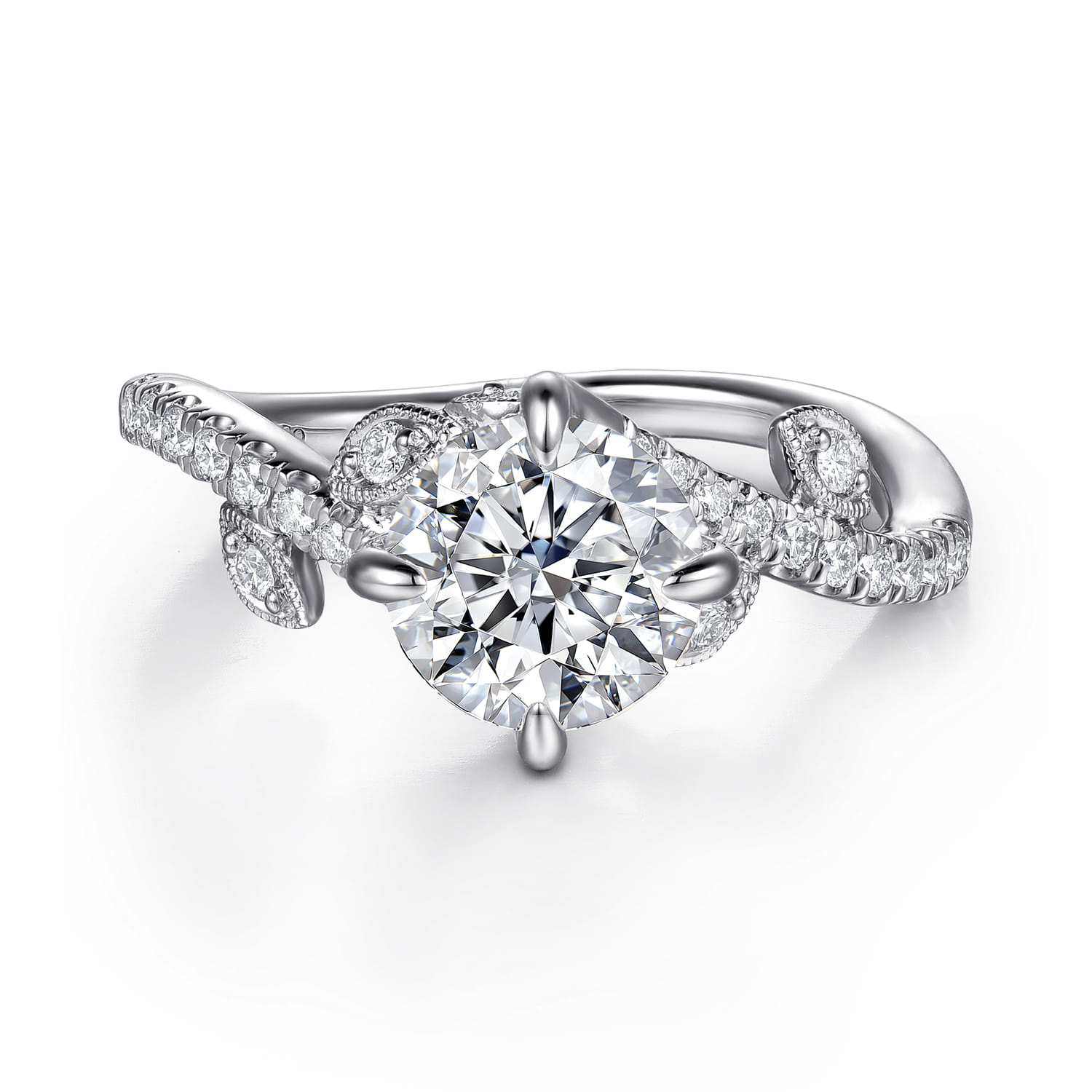 Darcie - 14K White Gold Round Diamond Engagement Ring - 0.25 ct - Shot 1
