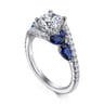 Wenn - 14K White Gold Bypass Round Sapphire and Diamond Engagement Ring - 0.3 ct