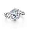 Ezrah - 14K White Gold Bypass Round Diamond Engagement Ring