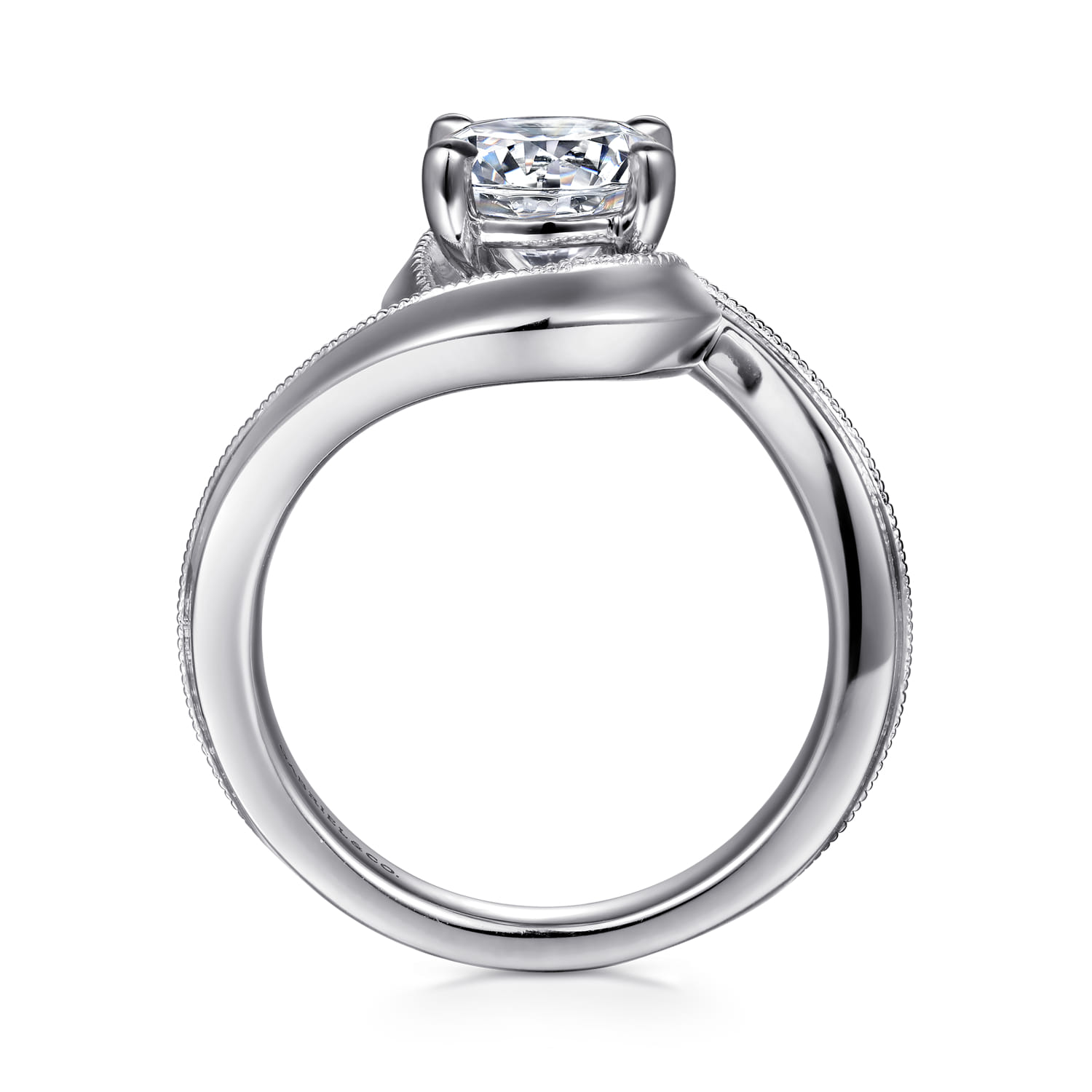 Ezrah - 14K White Gold Bypass Round Diamond Engagement Ring - Shot 2