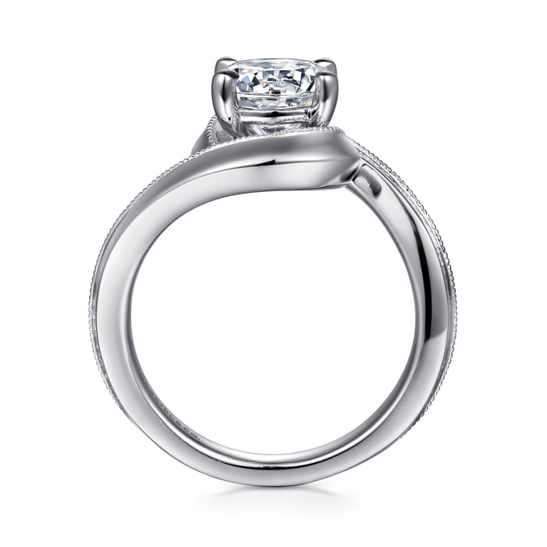 Ezrah - 14K White Gold Bypass Round Diamond Engagement Ring - Shot 2