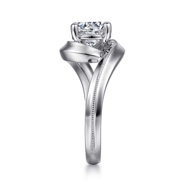 Ezrah - 14K White Gold Bypass Round Diamond Engagement Ring - Shot 5