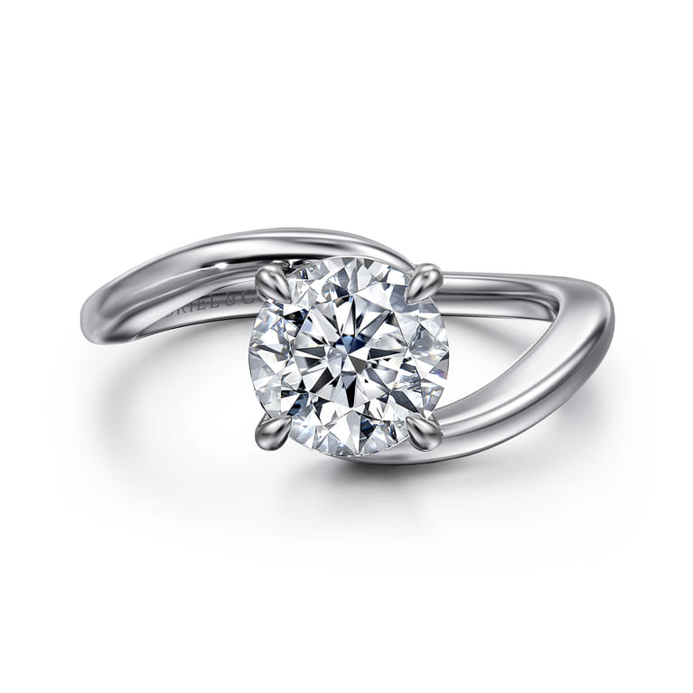 Delphi - 14K White Gold Bypass Round Diamond Engagement Ring - Shot 1
