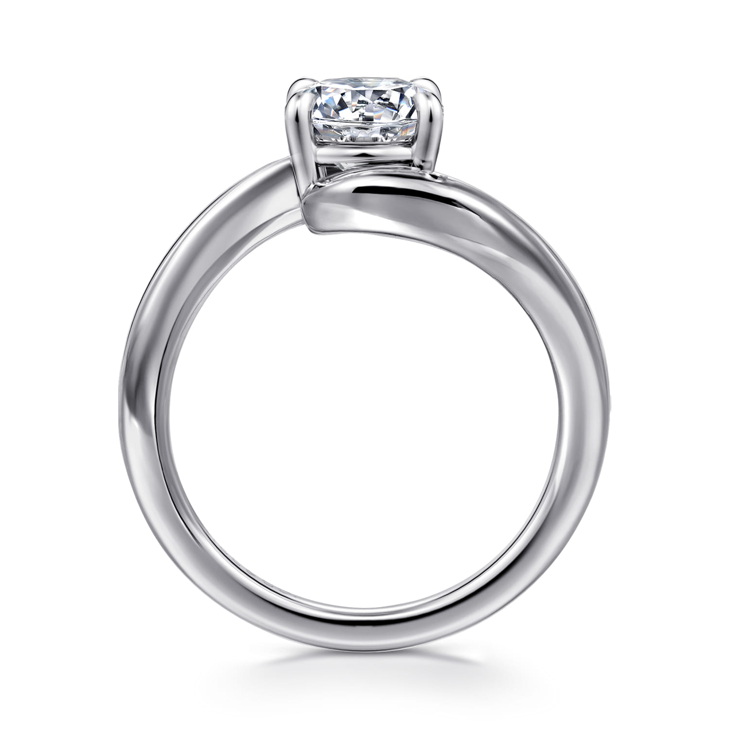 Delphi - 14K White Gold Bypass Round Diamond Engagement Ring - Shot 2