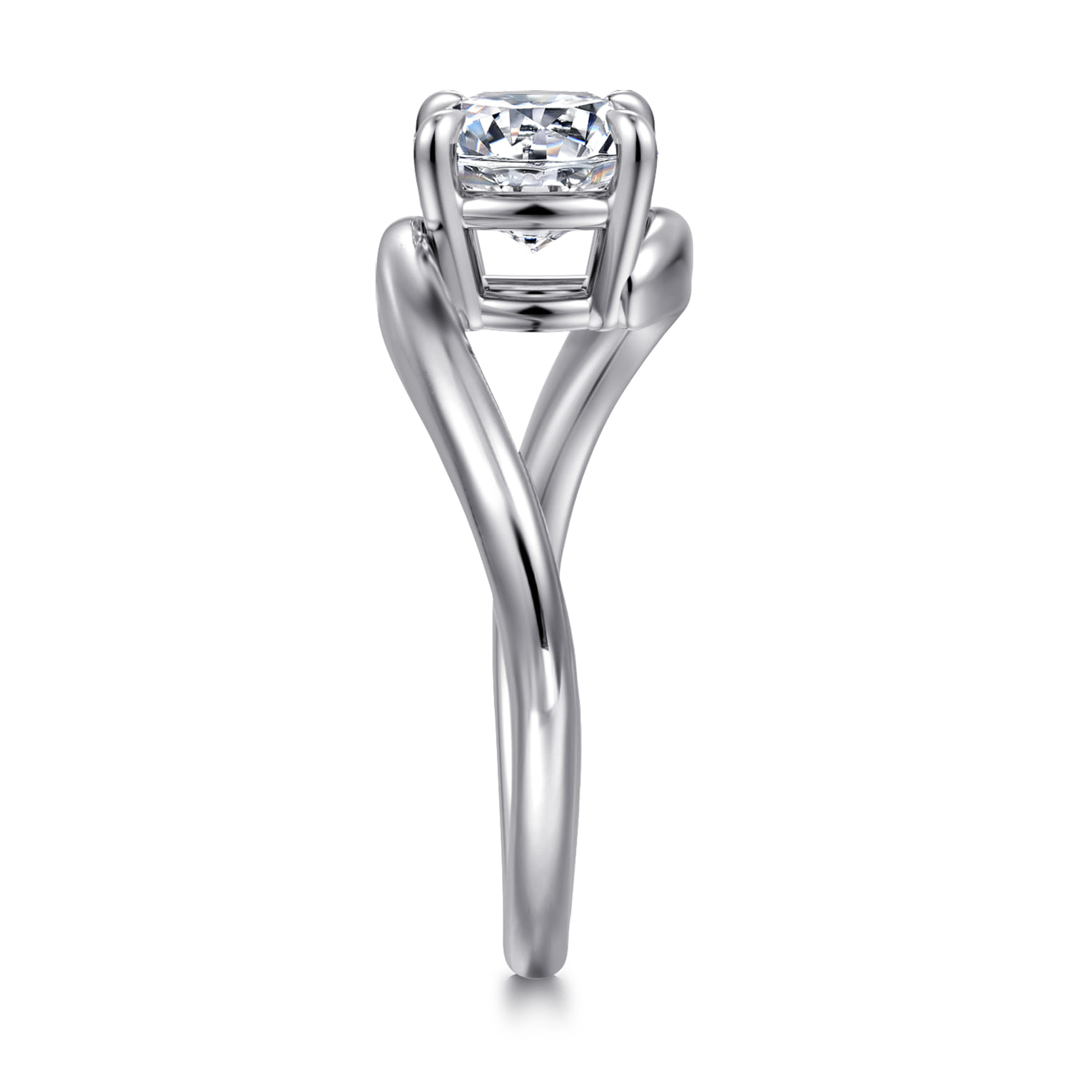 Delphi - 14K White Gold Bypass Round Diamond Engagement Ring - Shot 4