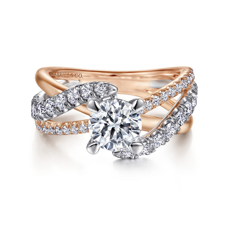 Zaira - 14K White-Rose Gold Round Diamond Engagement Ring - 0.75 ct - Shot 1