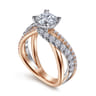 Zaira - 14K White-Rose Gold Round Diamond Engagement Ring - 0.75 ct