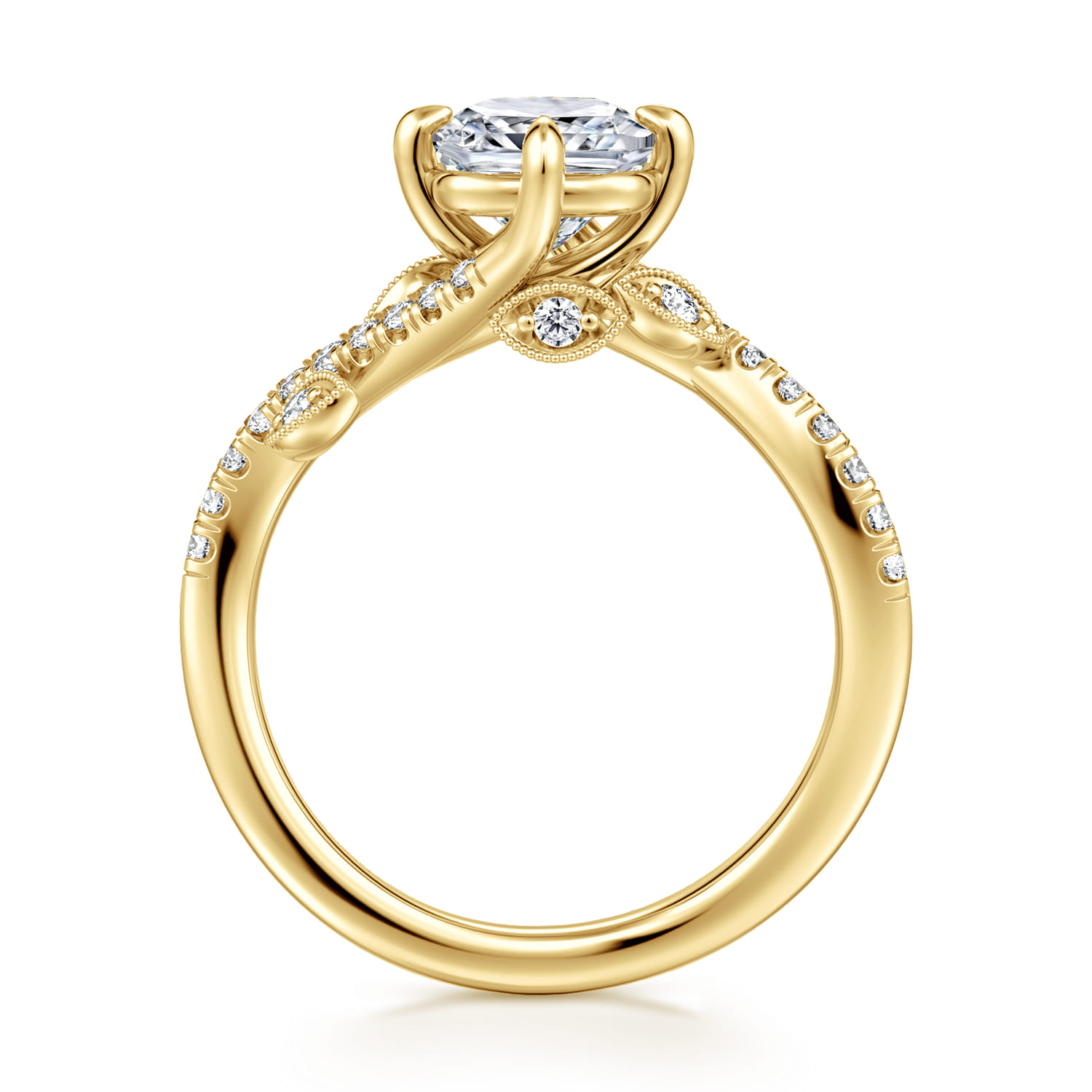 Darcie - 14K Yellow Gold Cushion Cut Diamond Engagement Ring - 0.25 ct - Shot 2