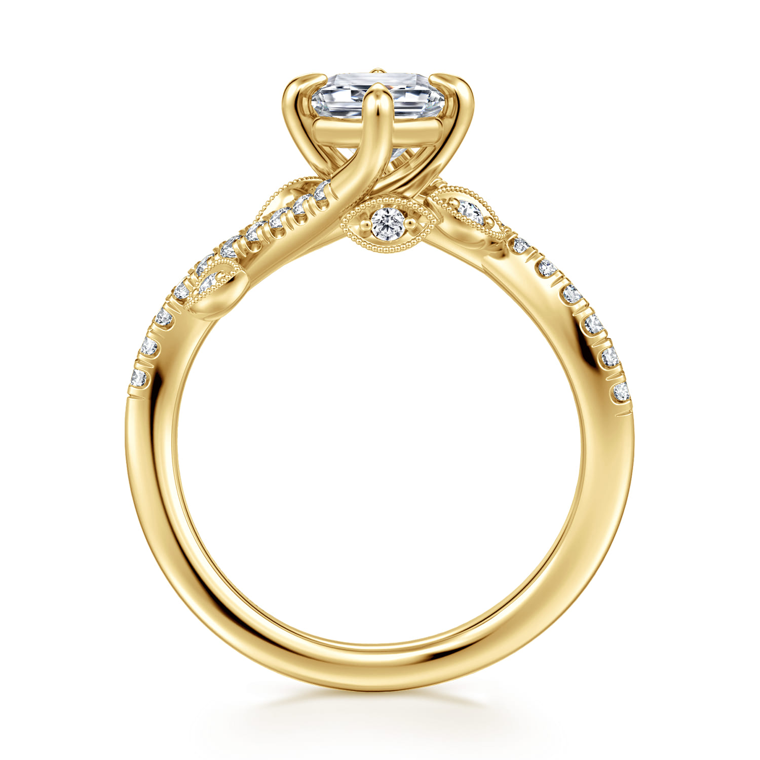 Darcie - 14K Yellow Gold Emerald Cut Diamond Engagement Ring - 0.25 ct - Shot 2
