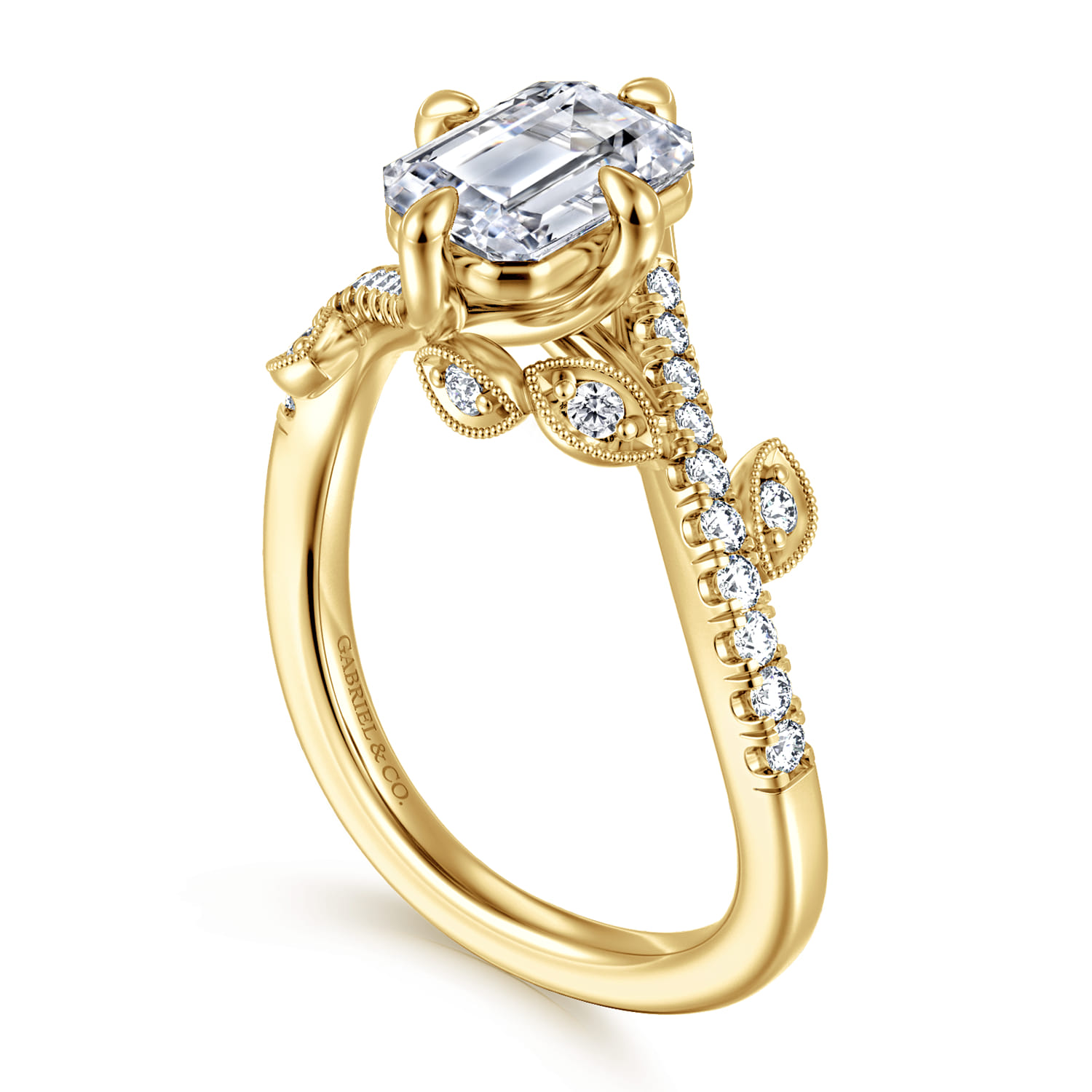 Darcie - 14K Yellow Gold Emerald Cut Diamond Engagement Ring - 0.25 ct - Shot 3
