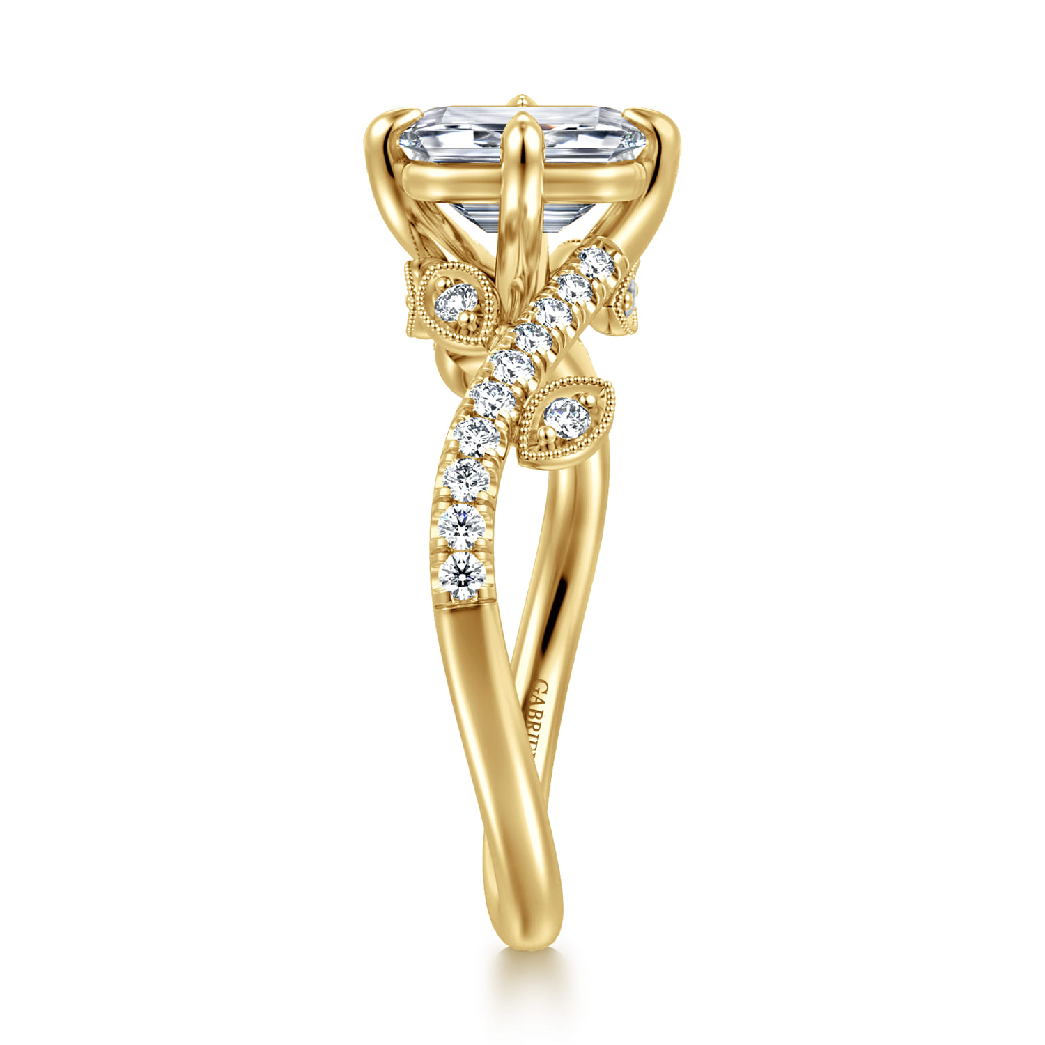 Darcie - 14K Yellow Gold Emerald Cut Diamond Engagement Ring - 0.25 ct - Shot 4
