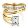 Elena - 14K Yellow Gold Bypass Emerald Cut Diamond Engagement Ring - 0.85 ct