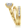 Elena - 14K Yellow Gold Bypass Emerald Cut Diamond Engagement Ring - 0.85 ct