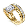 Elena - 14K Yellow Gold Bypass Emerald Cut Diamond Engagement Ring - 0.85 ct