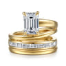 Elena - 14K Yellow Gold Bypass Emerald Cut Diamond Engagement Ring - 0.85 ct