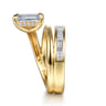 Elena - 14K Yellow Gold Bypass Emerald Cut Diamond Engagement Ring - 0.85 ct