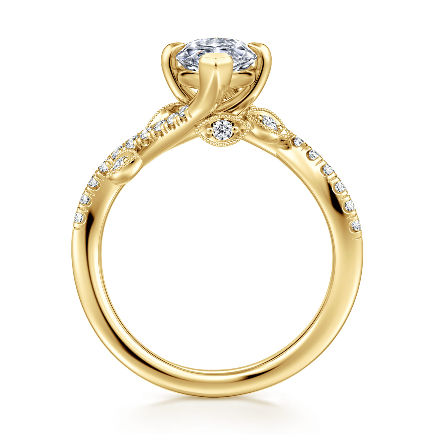 Darcie - 14K Yellow Gold Marquise Shape Diamond Engagement Ring - 0.25 ct - Shot 2