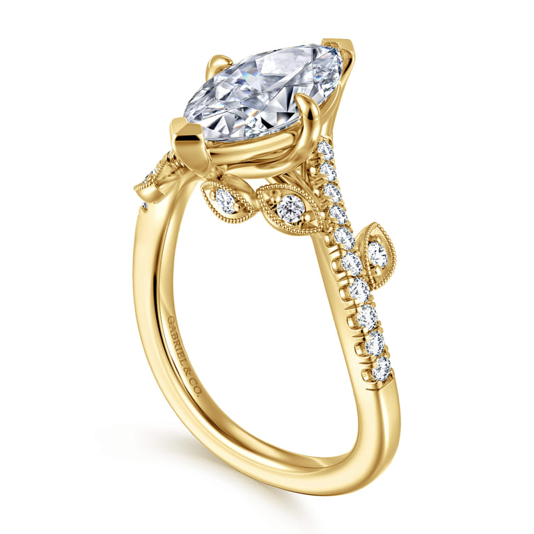 Darcie - 14K Yellow Gold Marquise Shape Diamond Engagement Ring - 0.25 ct - Shot 3