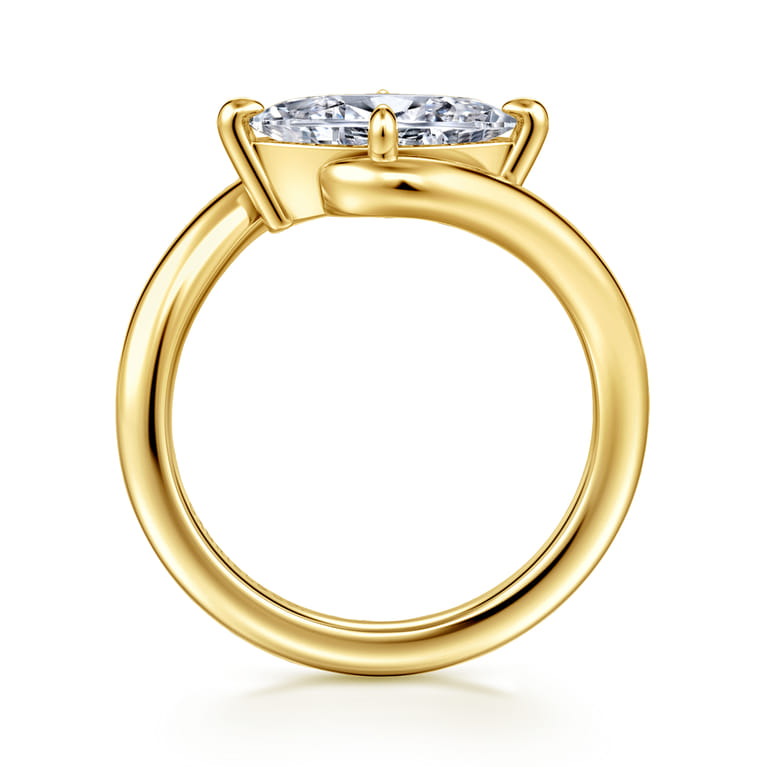 Freye - 14K Yellow Gold Bypass Compass Prong Marquise Shape Diamond Engagement Ring - Shot 2