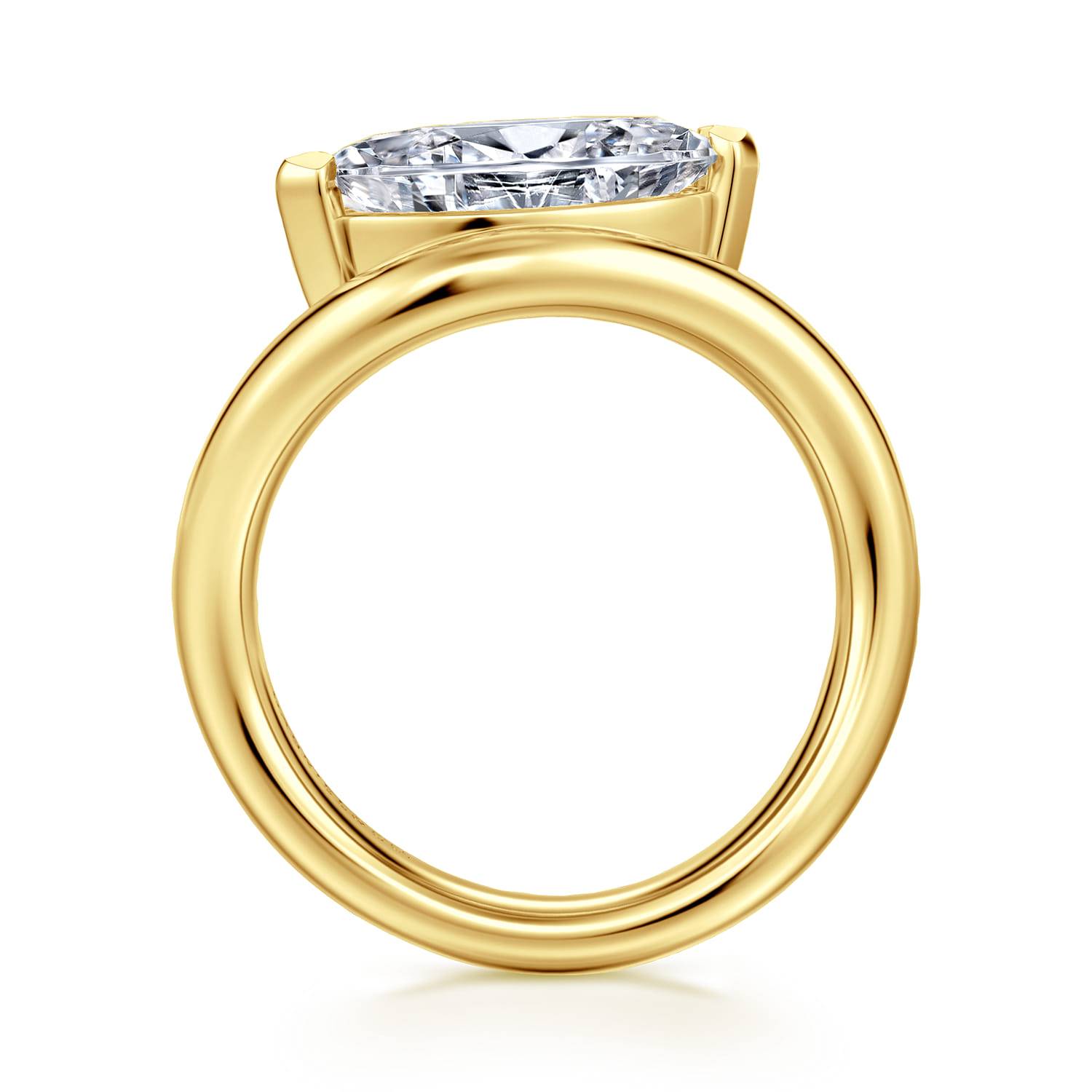 Averie - 14K Yellow Gold Bypass Marquise Shape Diamond Engagement Ring - Shot 2