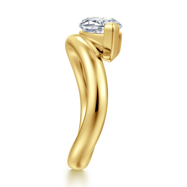 Averie - 14K Yellow Gold Bypass Marquise Shape Diamond Engagement Ring - Shot 5