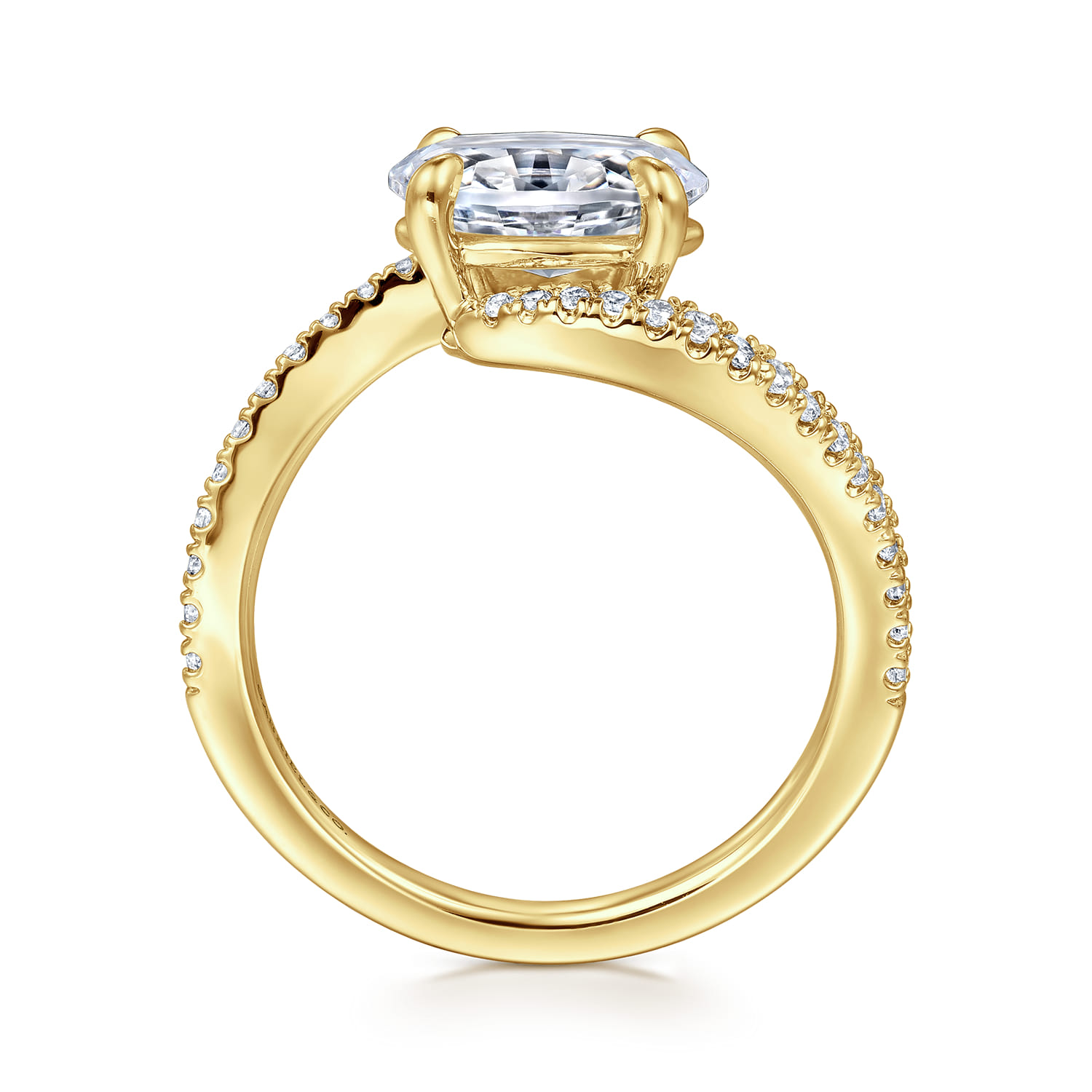 Aiva - 14K Yellow Gold Bypass Oval Diamond Engagement Ring - 0.22 ct - Shot 2