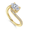 Aiva - 14K Yellow Gold Bypass Oval Diamond Engagement Ring - 0.22 ct
