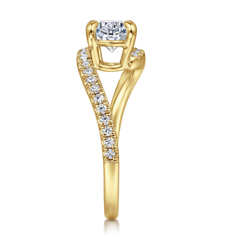 Aiva - 14K Yellow Gold Bypass Oval Diamond Engagement Ring - 0.22 ct - Shot 5
