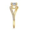 Aiva - 14K Yellow Gold Bypass Oval Diamond Engagement Ring - 0.22 ct