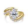 Lidya - 14K Yellow Gold Bypass Oval Diamond Engagement Ring - 0.08 ct