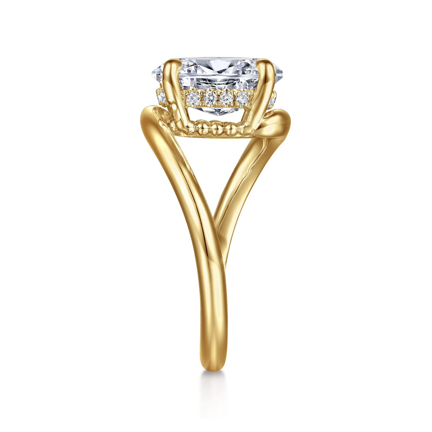 Lidya - 14K Yellow Gold Bypass Oval Diamond Engagement Ring - 0.08 ct - Shot 5