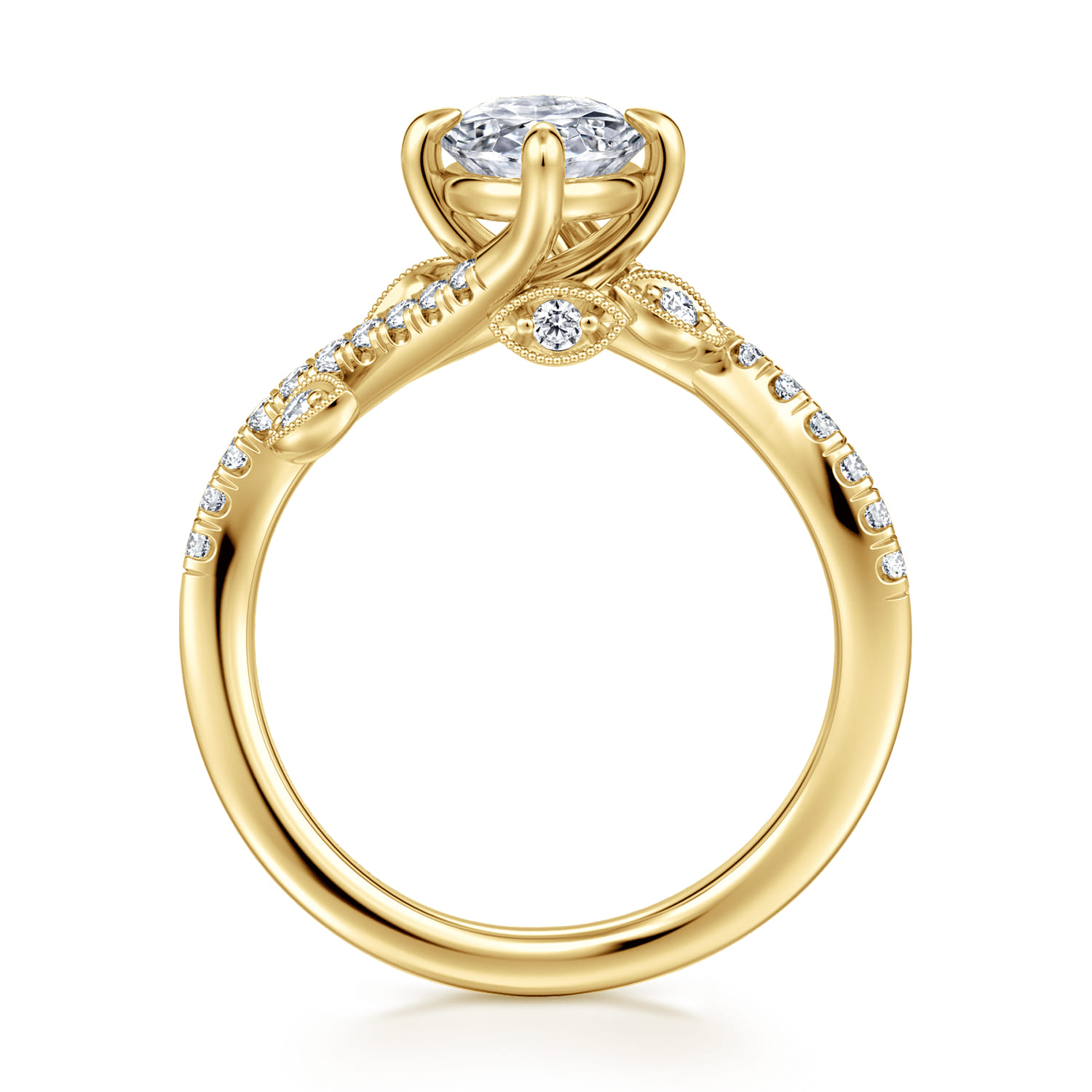 Darcie - 14K Yellow Gold Oval Diamond Engagement Ring - 0.25 ct - Shot 2