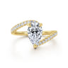 Leina - 14K Yellow Gold Pear Shape Halo Diamond Engagement Ring - 0.3 ct