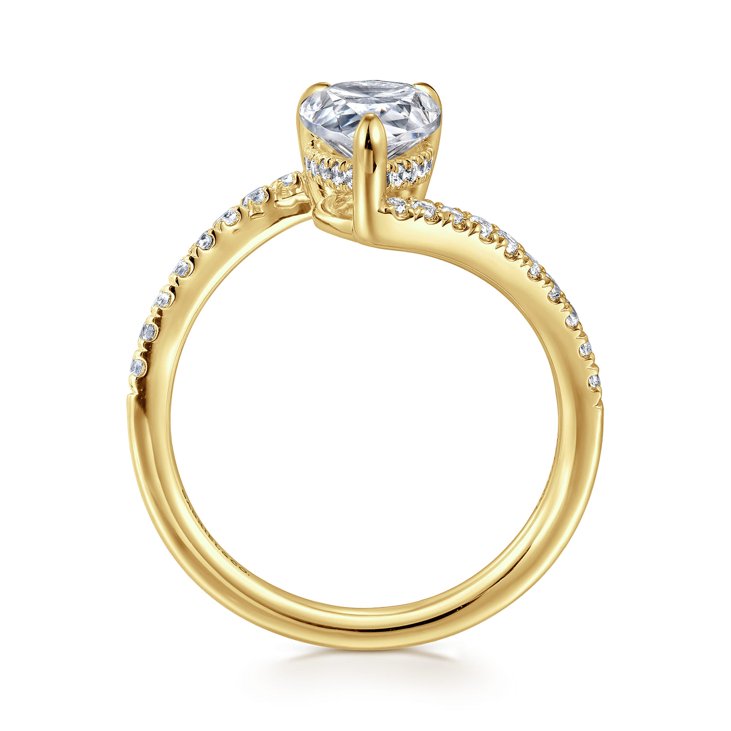Leina - 14K Yellow Gold Pear Shape Halo Diamond Engagement Ring - 0.3 ct - Shot 2