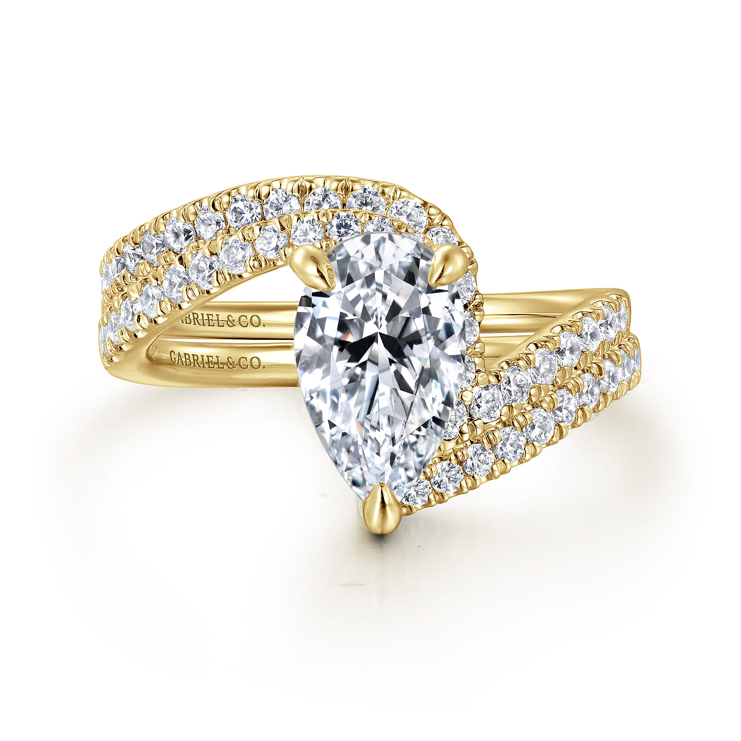 Leina - 14K Yellow Gold Pear Shape Halo Diamond Engagement Ring - 0.3 ct - Shot 4