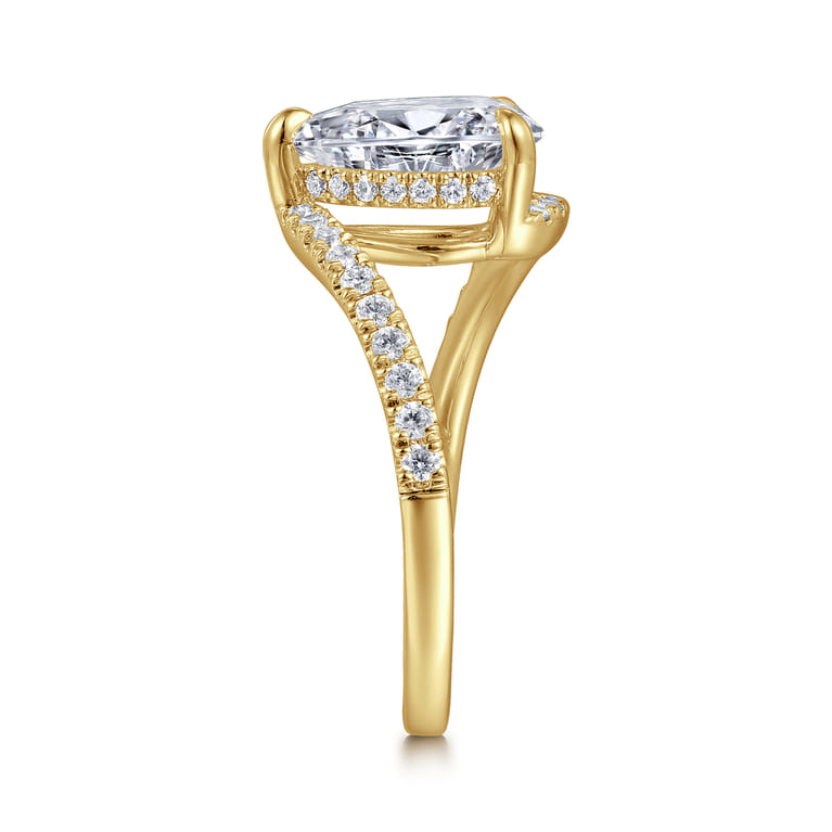 Leina - 14K Yellow Gold Pear Shape Halo Diamond Engagement Ring - 0.3 ct - Shot 5