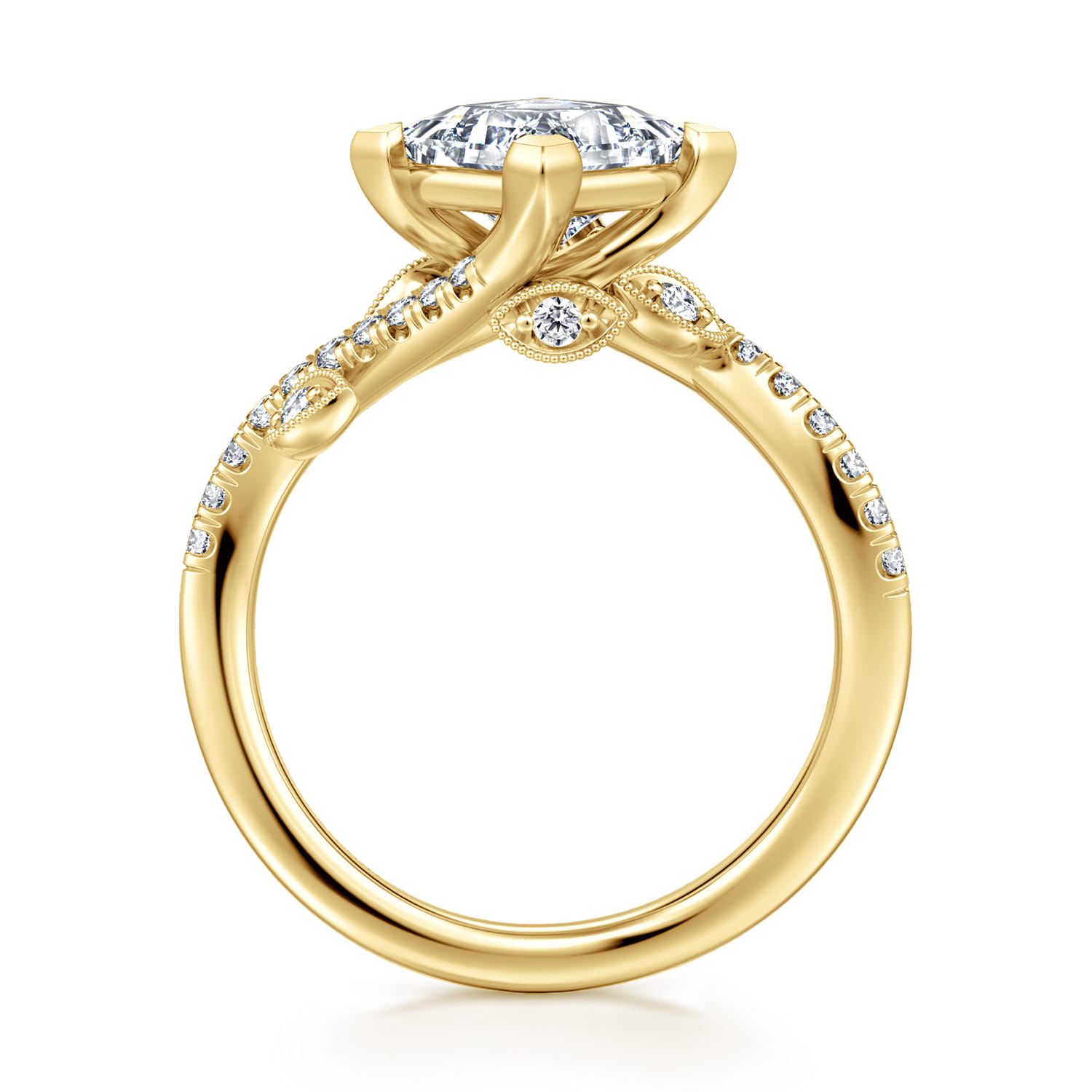 Darcie - 14K Yellow Gold Princess Cut Diamond Engagement Ring - 0.25 ct - Shot 2