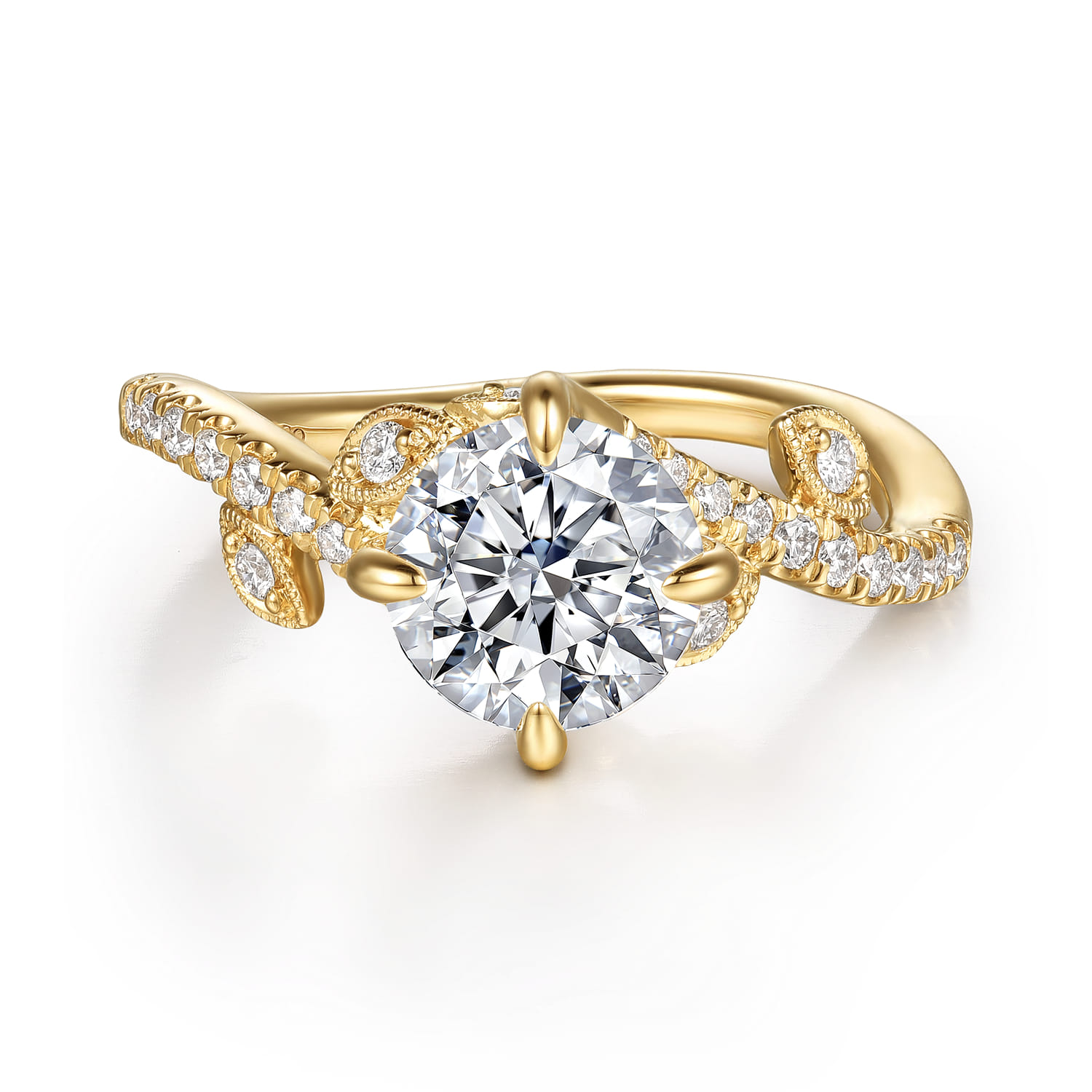 Darcie - 14K Yellow Gold Round Diamond Engagement Ring - 0.25 ct - Shot 1