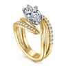 Slate - 14K White-Yellow Gold Bypass Marquise Shape Diamond Engagement Ring - 0.35 ct