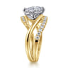 Slate - 14K White-Yellow Gold Bypass Marquise Shape Diamond Engagement Ring - 0.35 ct